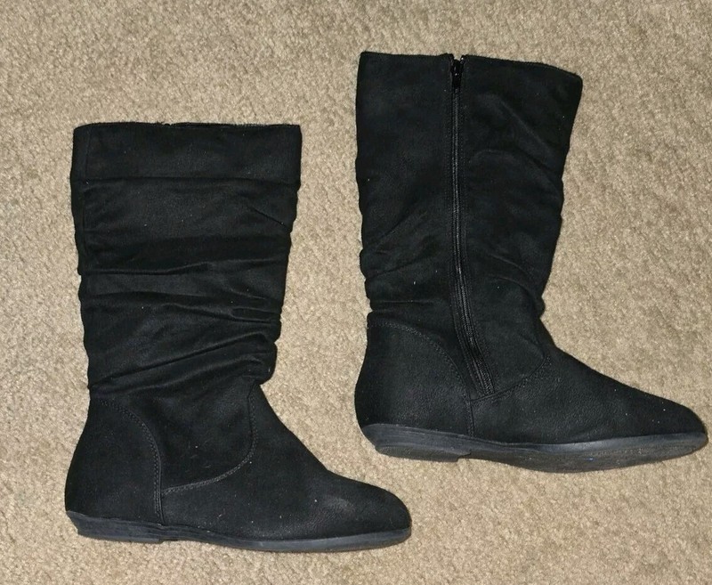 Girls 4 M Black Hot Cakes Tall Black Zip Up Boots Euc