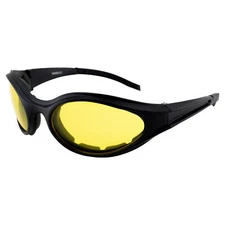 Global Vision Windmaster Motorcycle Sunglasses Black Frames + Yellow Lenses