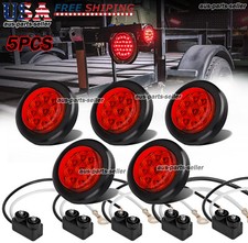 5pcs 2 Inch Dot Red Round Trailer 9 Led Marker Lights W Grommet For Truck Rv