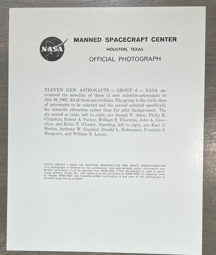 1967 Astronaut Group 6 NASA "Excess Eleven" Signed Official Photo Space Shuttle - Picture 3 of 4