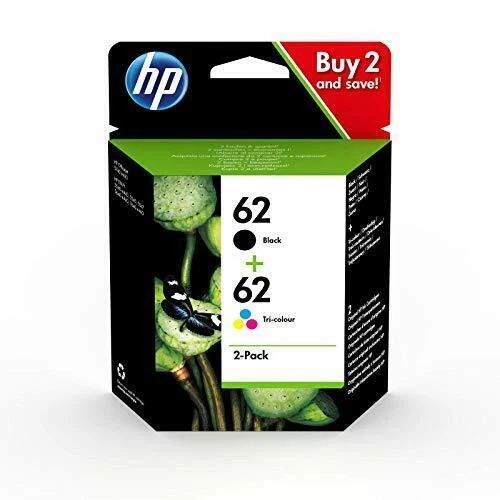 HP 62 Pack de 2 Cartouches d'Encre - Noir, Cyan, Magenta, Jaune