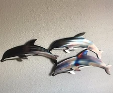 Dolphins L Metal Wall Art Ocean Nautical Life Beach House Home Decor SkilWerx