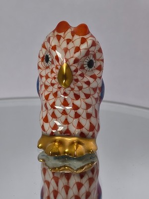 Herend Mini Eule handbemalt Rost Netzmuster
