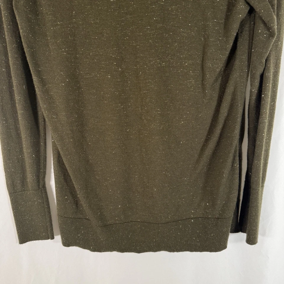Blusa de lana modal Banana Republic para mujer pequeña verde dorada metálica manga larga Foto 3 de 4