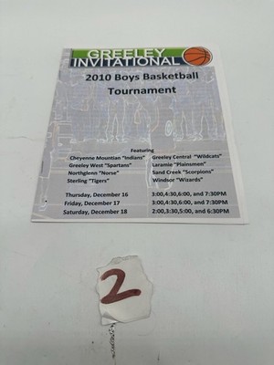 Greeley Invitational 2010 Boys Basketball Tournament Program Colorado