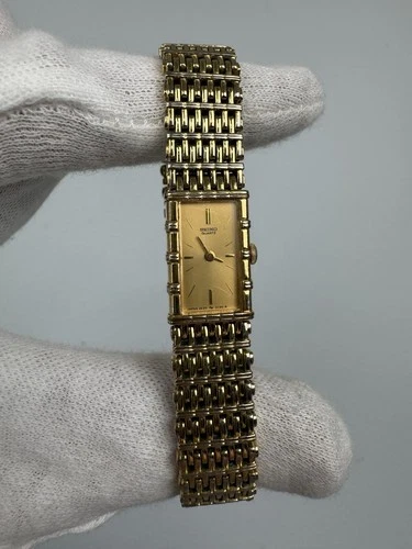 Vintage Seiko Tank Watch Womens 12mm Champagne Dial Gold Plated 2e20-6109 Japan