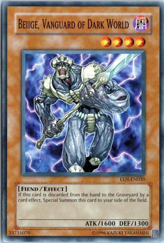 Beiige, Vanguard of Dark World EEN-EN020 YuGiOh Elemental Energy trading card — raw and PSA graded price guide
