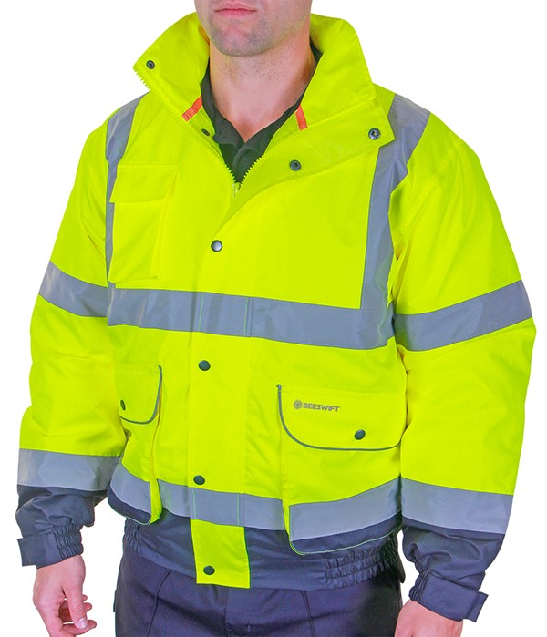 Beeswift Two-Tone Hi-Vis Constructor Bomber Jacket Saturn Yellow / Navy Size XXL