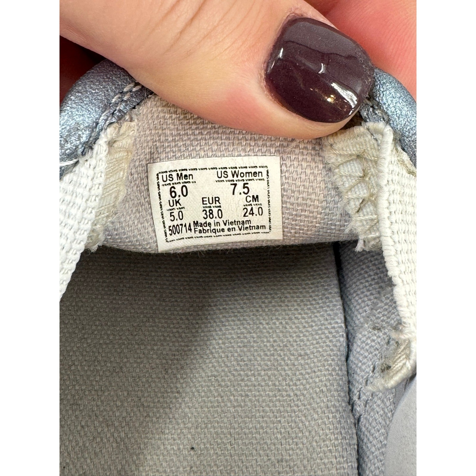 Vans Slip On Low Top Women's Shoes Size 7.5 Metallic Silver Blue Casual Sneakers thumbnail 6