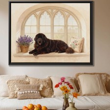 Newfoundland Watercolor Painting Dog Wall Art Canvas Print Living Room Decor