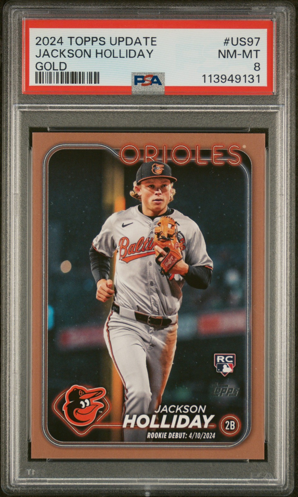 2024 TOPPS UPDATE GOLD #US97 JACKSON HOLLIDAY 317/2024 PSA 8