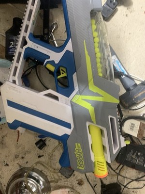 NERF Hyper Dart Blaster Toy Gun Gray Blue Yellow Foam Dart Shooter