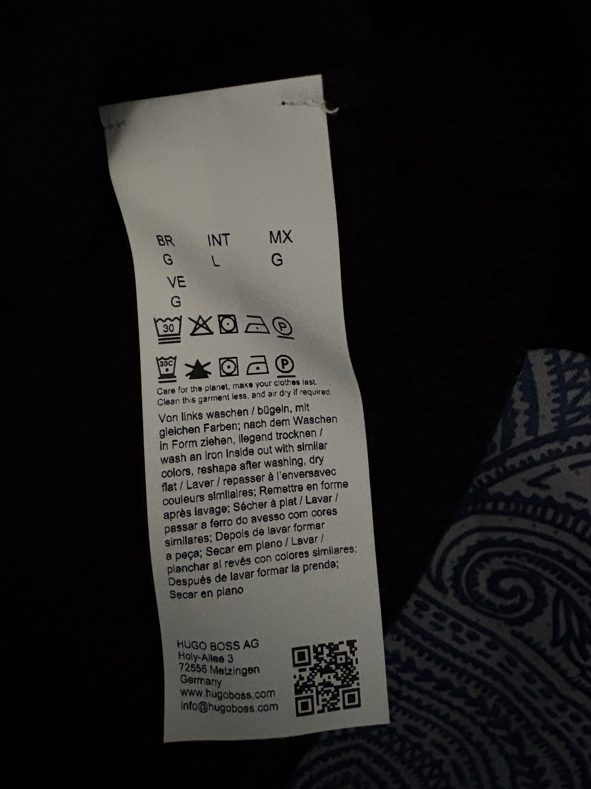 Men’s NWT HUGO BOSS 3/4 Zip Shrt Slv Collard Sweater- Navy w/Lt Blue &White- L thumbnail 7