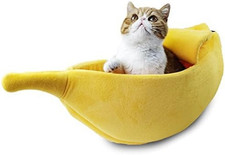  Cute Banana Cat Bed House Large Size, Christmas Pet Bed Soft Warm Cat Cuddle B