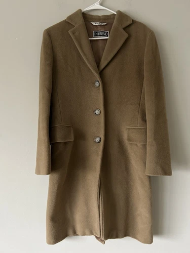Intrend by Max Mara Made In Italy Long Brown 100% Wool Coat Size 4 Chic Luxury