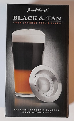 Final Touch Black & Tan Beer Layering Tool With Glass