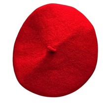 Red Womens Italian French Style Wool Felt Beret Hat Cap One Size NWOT 