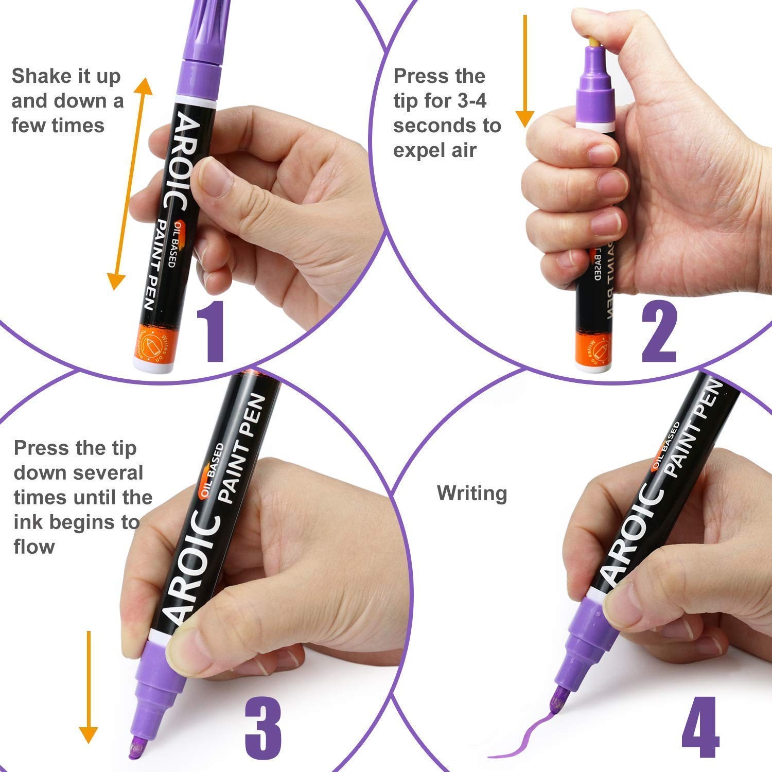 AROIC Paint Markers, 28 Colors Oil-Based Waterproof Paint Marker Pen Set.Quic...