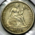 1869 Seated Liberty Dime 10 Cents  R1985
