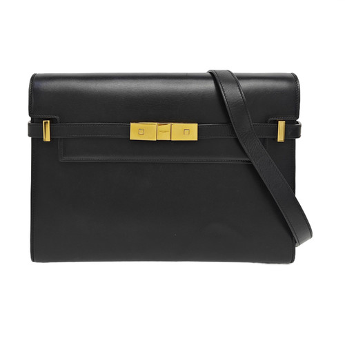 【Authentic】 Yves Saint Laurent MANHATTAN Black Leather Handbags (DDP)
