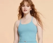 WOMEN’S STRAPPY CROPPED TANK TOP - BLOGILATES TEAL BLUE 1X- FREE SHIPPING