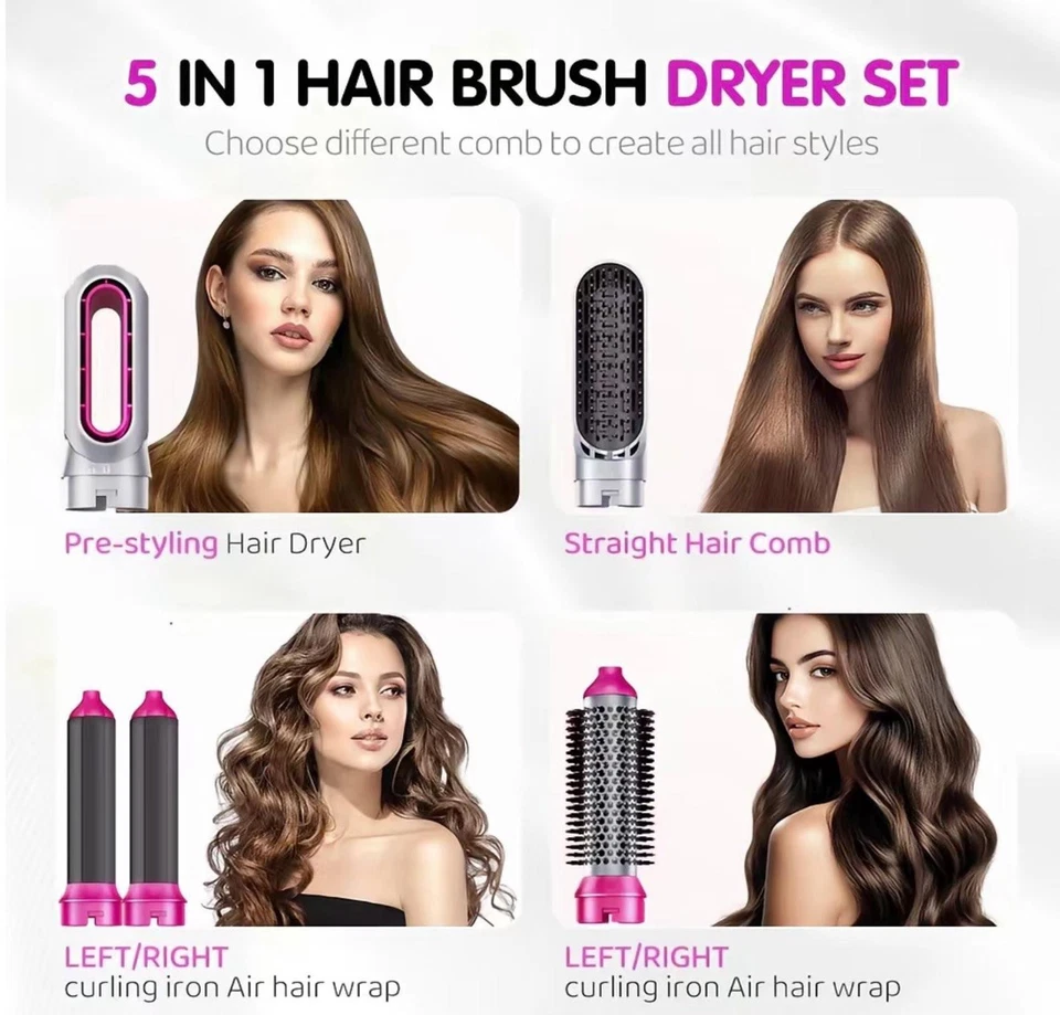 5 in 1 Curling Iron Set with 2 Curling Brush•Powerful Hair Dryer•Straightener Se - Image 2 of 3