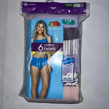 Fruit Of The Loom Womens Brief Underwear Panties 6-Pair 100 Cotton 9/2XL