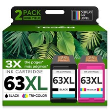 TESEN 63XL Ink Cartridge Replacement for HP 63 2-Pack Black Tri-Color