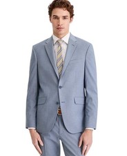 Kenneth Cole Mens Slim fit Suit Jacket Blazer 48 R Light Blue Pinstripe