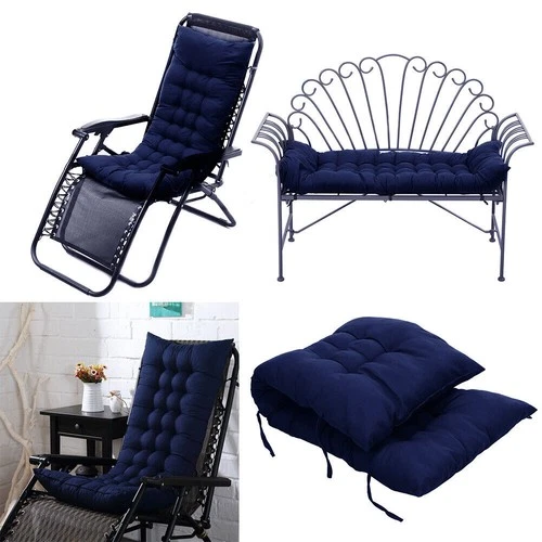 Chaise Lounge Cushion Seat Back Indoor Outdoor Rocking Chair Sofa Cushion w/ Tie - Picture 13 of 15
