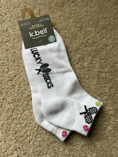 K. Bell Women's Lucky Socks Tennis Design White Ankle Socks
