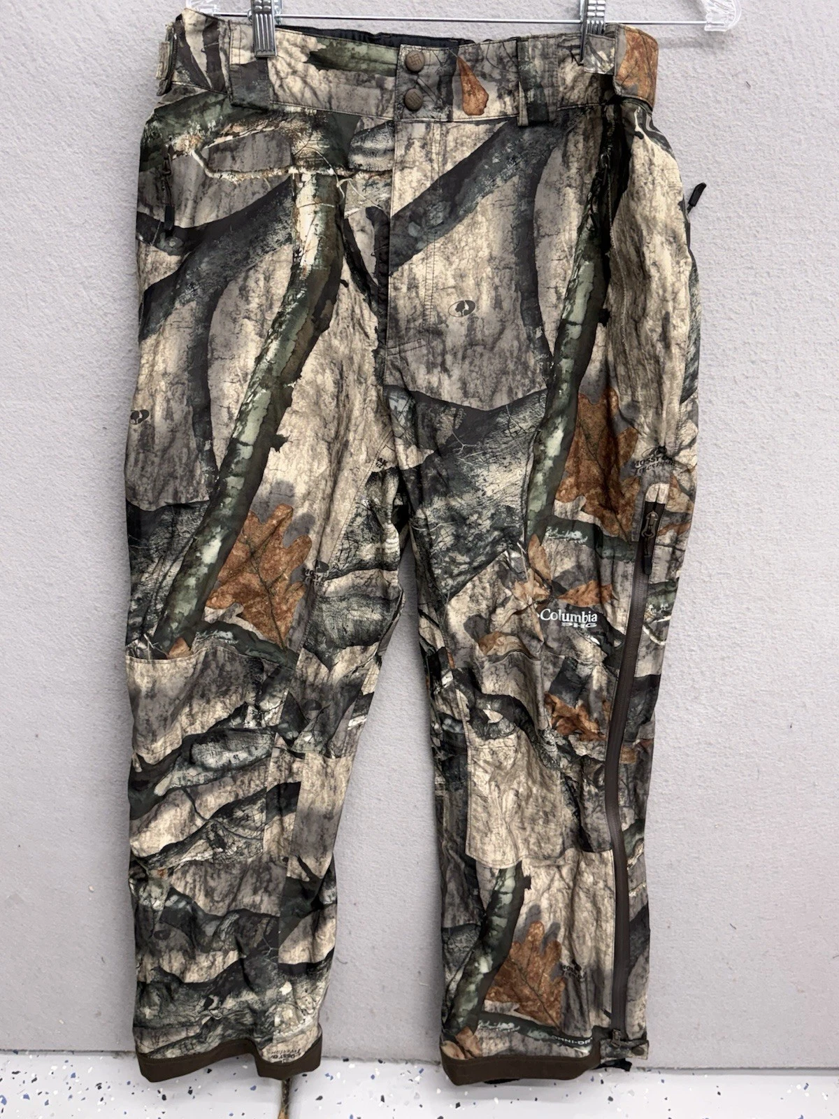 Columbia Mossy Oak Camo Camouflage Pants Men's L Waterproof Hunting Outdoor