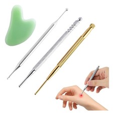 4PCS Facial Reflexology Massage Tool, Stainless Steel Manual Acupuncture Pen...