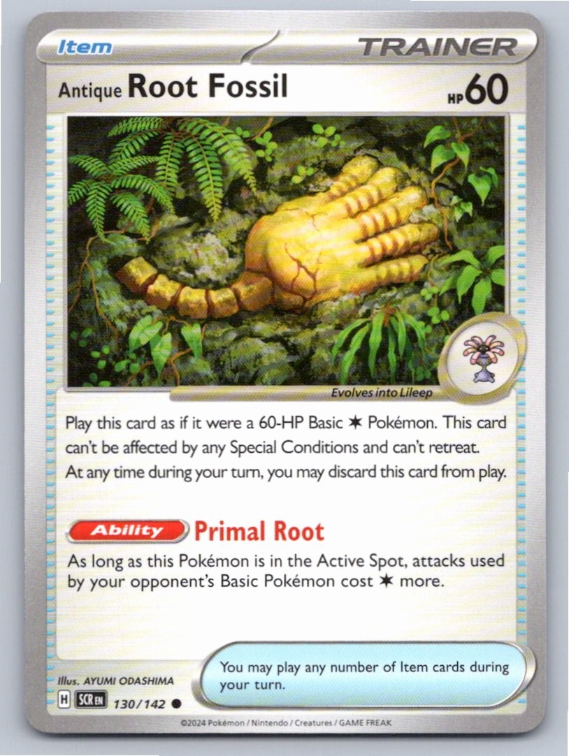 2024 POKEMON ANTIQUE ROOT FOSSIL STELLAR CROWN 130/142 COMMON NM A38041 FREE S&H