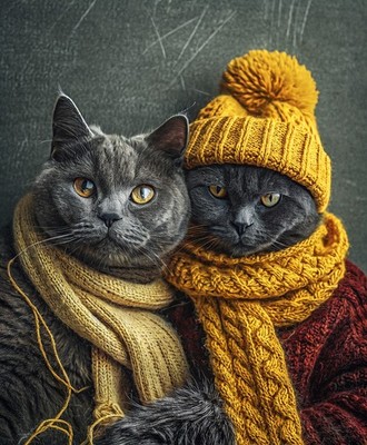 Katzenportrait individuell zwei Haustiere Portrait Renaissance personalisiert Geschenk Royal Pets