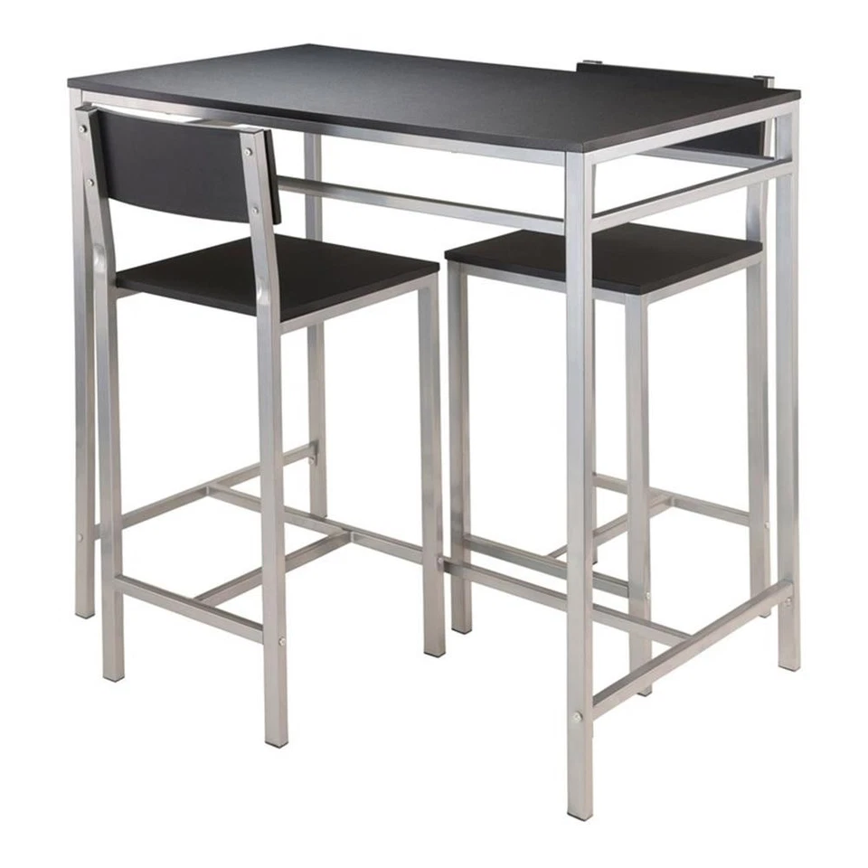 Winsome Hanley 3-Piece Counter Height Solid Wood Dining Set in Black - Image 4 of 4