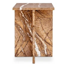 Moe's Home Collection Blair Accent Table Golden Forest Marble Stone Side Tables
