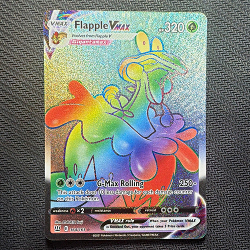 Pokemon Flapple VMAX 164/163 Battle Styles Rainbow Secret Rare Holo NM