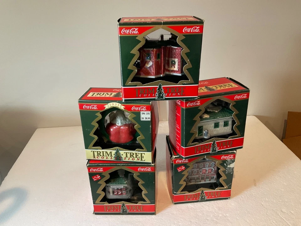 Lot of 5 Coca-Cola Trim A Tree Collection Ornaments, 1990-1991. #4 - Image 2 of 2