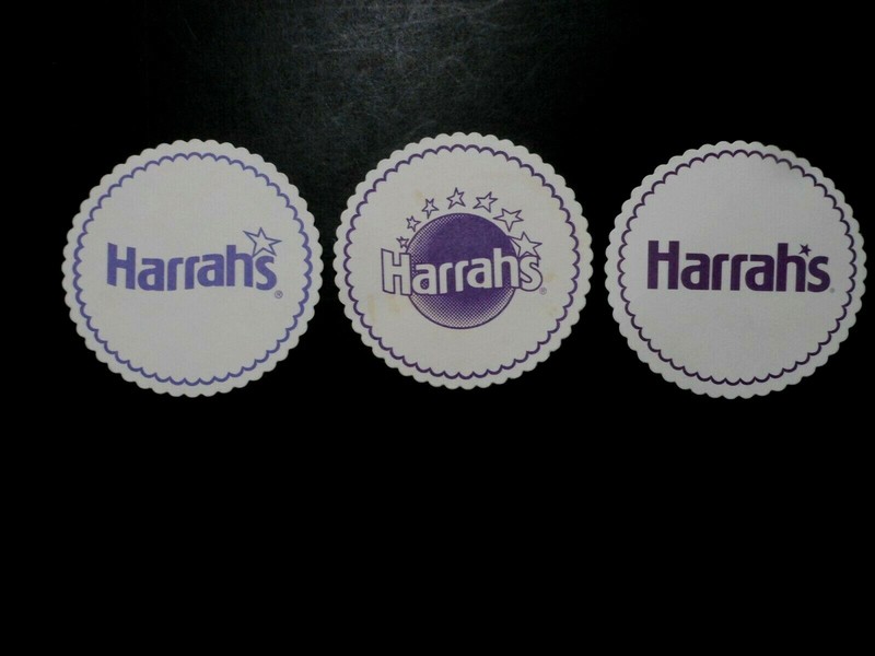 (3) DIFFERENT CASINO BEER COASTERS HARRAH'S LAKE TAHOE, NV. lightly used 1 sided