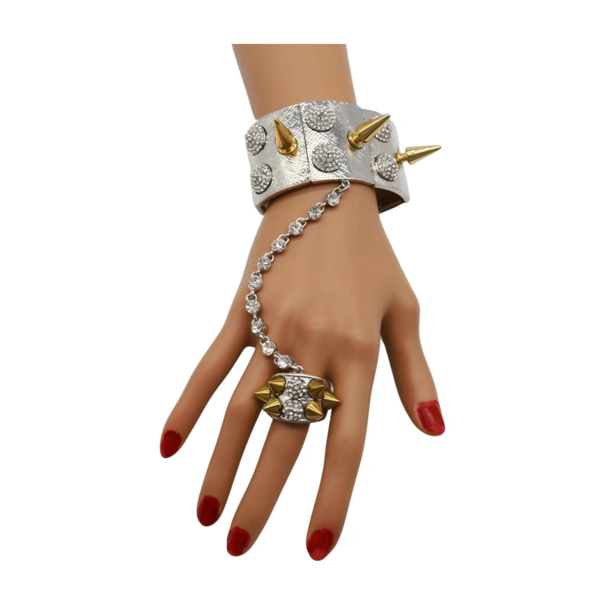 Bracelet bague chaine online de main