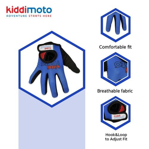 Guanti Kiddimoto full finger blu ciclismo bambini protettivi design blu - Foto 9 di 13