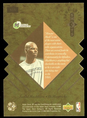 1996-97 UPPER DECK SP Championship Shots JAMAL MASHBURN CARD #S18 - MINT - Picture 2 of 3