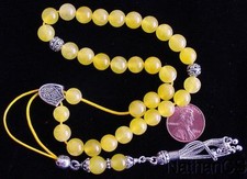 Greek Komboloi Yellow Jade Beads & Sterling Silver Parts