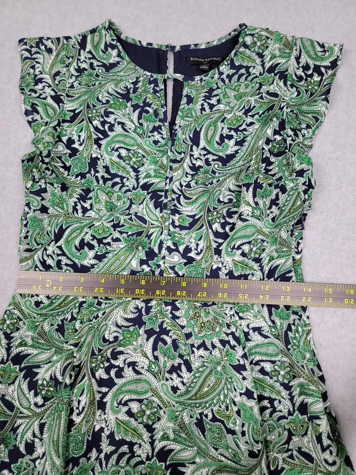 Banana Republic womens green paisley floral print sleveless dress Size 4 - Image 4 of 4