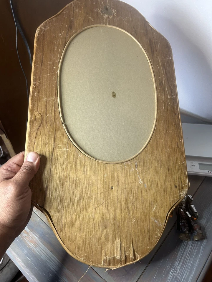 Vintage Natural Wicker Wall Mirror with Shelf Coastal Decor Made In Hong Kong - Image 4 of 4