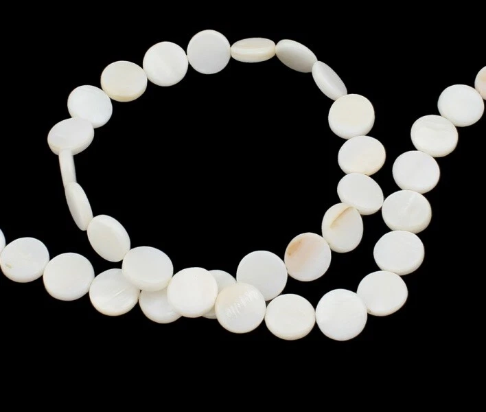 Natur Muschel Perlen 12mm Weiß Perlmutt Schmuckdesign für Halskette Ohrring U89 - Bild 2 von 3