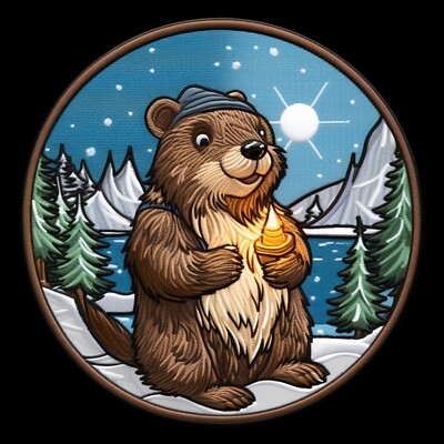 Beaver Patch Embroidered Iron-on Applique for Clothing Cartoon  Kids Craft Snow