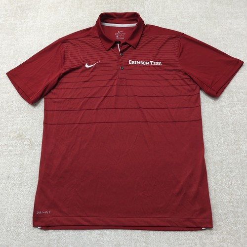 Alabama Crimson Tide Polo Shirt Mens L Nike Dri Fit Short Sleeve NCAA Golf Logo - Picture 2 of 15