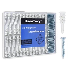 100PCS in 50 Sets, Drywall Anchors and Premium Drywall Screws, Wall Anchors